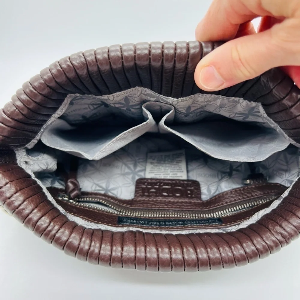 BODHI BROWN PEBBLED LEATHER SHOULDER BAG OR CLUTCH WITH SILVER CHAIN STRAPS